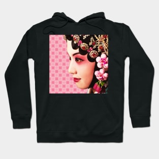 Chinese Opera Star with Baby Pink Tile Floor Pattern- Hong Kong Retro Hoodie